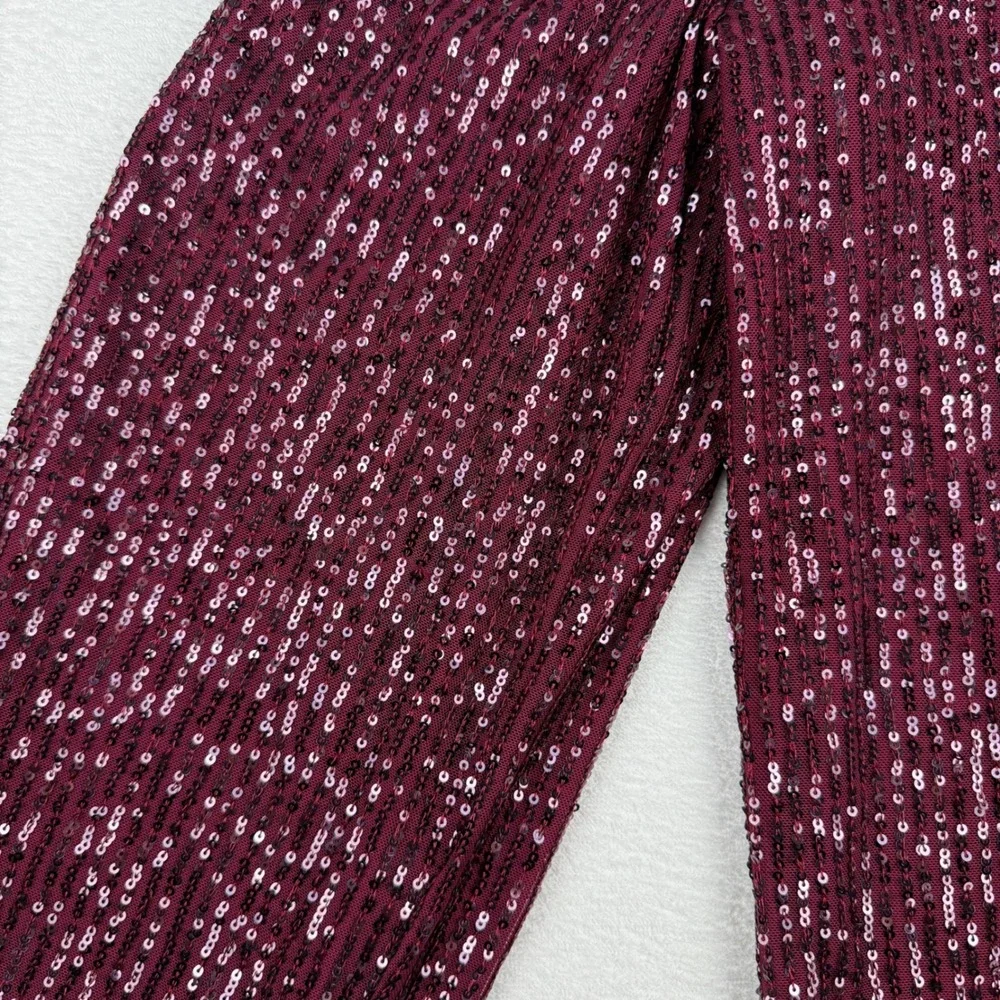 Abercrombie Kids Sequin Pants‎ Girls 5/6 Burgundy Sparkly Holiday Party Wide Leg